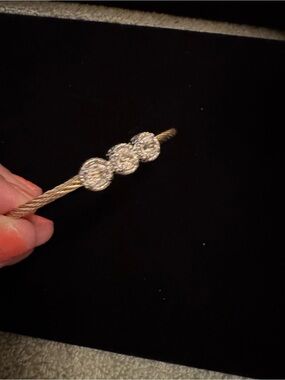 Gold Cable Bracelet with Triple Pave Discs